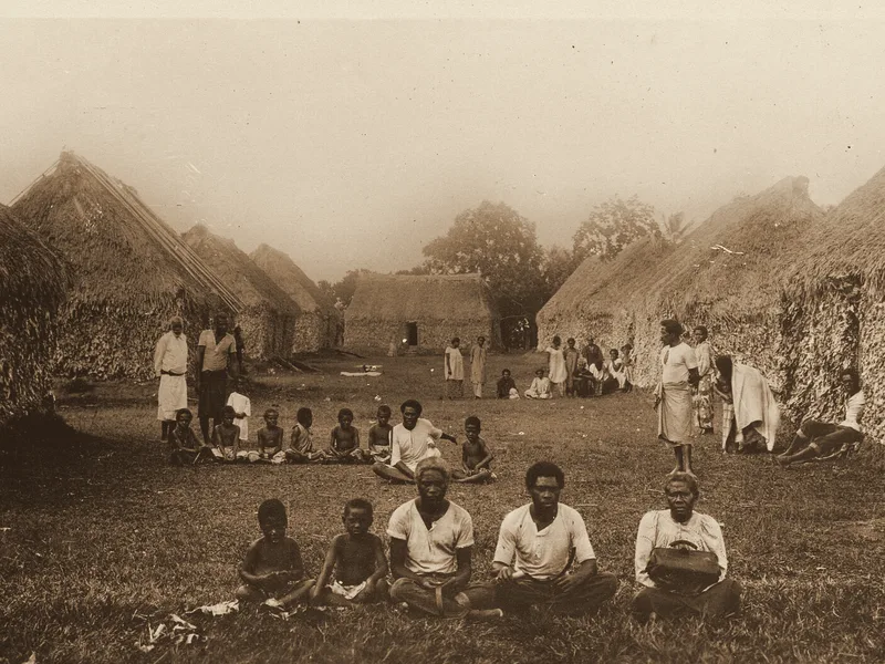 A Fijian village, 1913. Public domain.