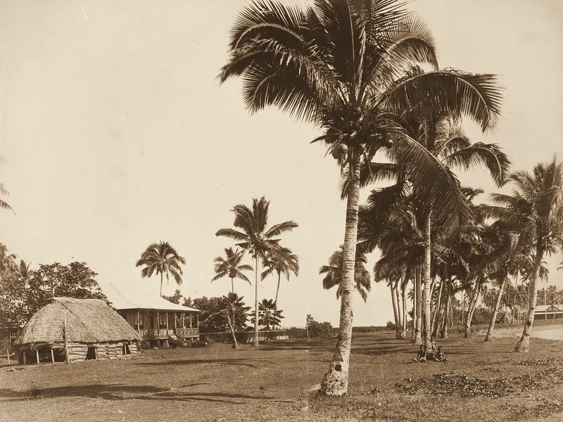 A village in Samoa, about 1890. Public domain.